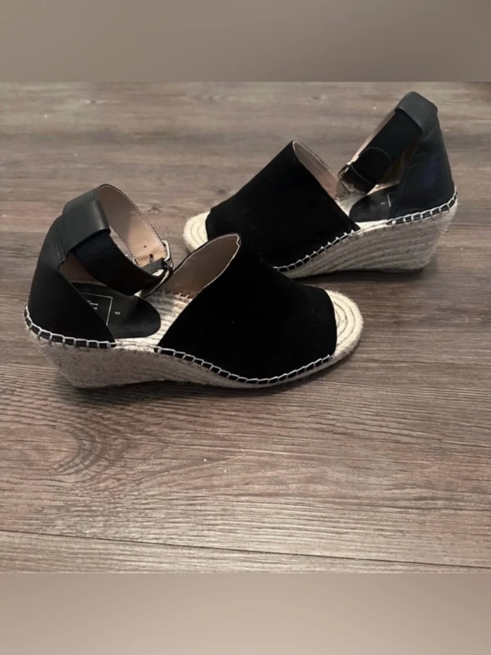 ❤️ Black GAP Wedge Espadrilles Ankle Strap - Size 8